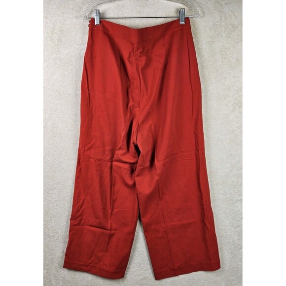 Shanghai Tang Women's Viscose Wide Leg Pants Red Size 42 - Picture 2 of 5